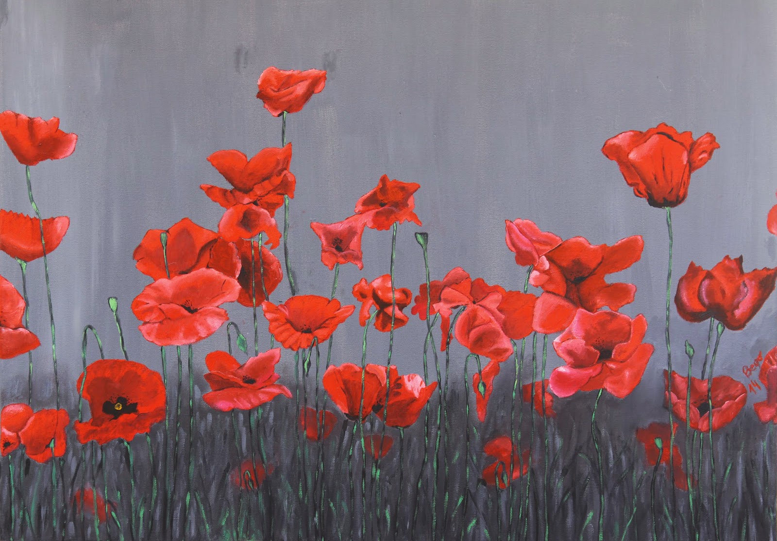Lindísima amapola · 100 × 70 cm · Óleo sobre lienzo