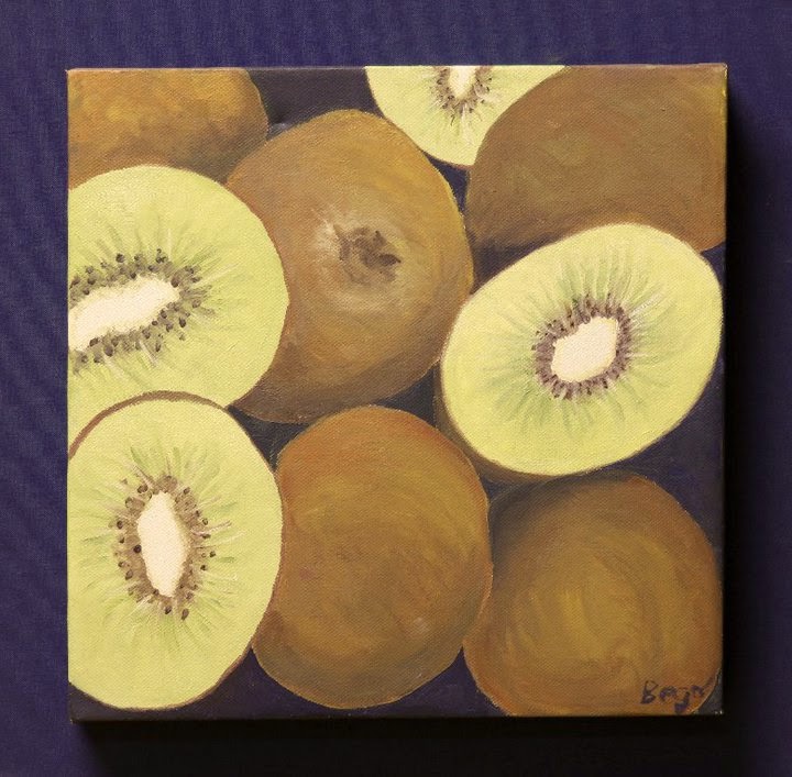 Mis kiwis · 30 × 30 cm · Óleo sobre lienzo