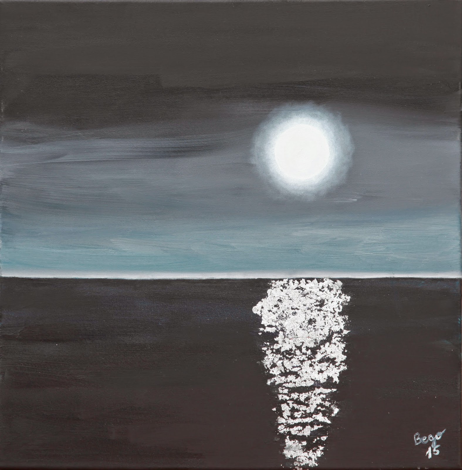 En la Luna · 50 × 50 cm · Óleo sobre lienzo