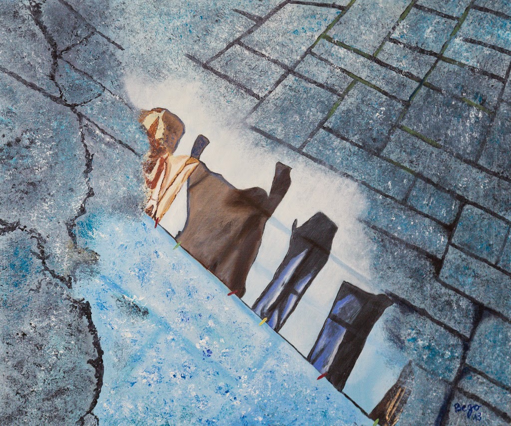 Le reflet de la vie quotidienne · 60 × 50 cm · Óleo sobre lienzo