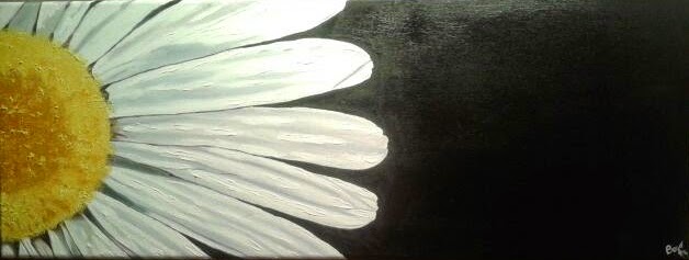 Deshojando la margarita · 80 × 30 cm · Óleo sobre lienzo